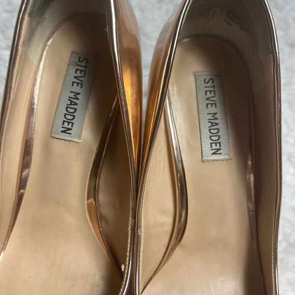 Steve Madden Daisie Rose Gold Patent faux leather slip on heels pointed toeSZ7.5 - Picture 8 of 13